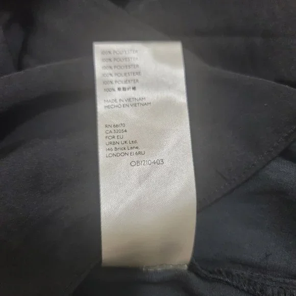 Free People Elouise Black Satin Long Sleeve Blouse Oversized Boho V-Neck Top XS - Picture 13 of 13